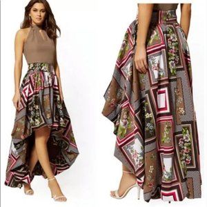 NWT New York & Co Mixed Print Hi Lo Bubble Skirt.  SZ M